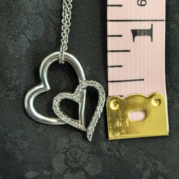 Sterling Silver Diamond Heart Pendant Necklace - Picture 13 of 13